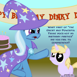 Size: 1000x1000 | Tagged: safe, artist:invidlord, dinky hooves, trixie, pony, g4, duo