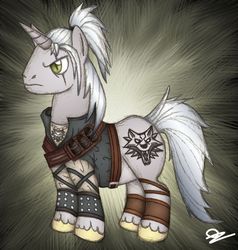 Size: 1124x1180 | Tagged: safe, pony, crossover, geralt of rivia, ponified, solo, the witcher