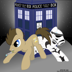 Size: 1000x1000 | Tagged: safe, artist:invidlord, doctor whooves, time turner, earth pony, pony, g4, duo, male, stallion, star wars, stormtrooper