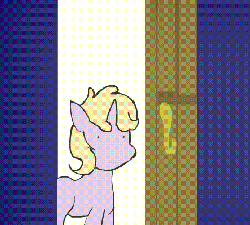 Size: 444x400 | Tagged: safe, artist:tooneyd, dinky hooves, pony, unicorn, ask ditzy doo, g4, animated, door, female, nope, nope nope nope nope nope nope, reaction image, solo