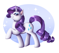 Size: 1398x1264 | Tagged: safe, artist:embbu-chan, rarity, pony, unicorn, g4, female, mare, raised hoof, signature, simple background, solo, sparkles, transparent background
