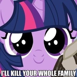 Size: 381x381 | Tagged: safe, smarty pants, twilight sparkle, g4, cute, family, female, filly, filly twilight sparkle, image macro, insanity, murder, solo focus, younger