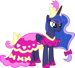 Size: 6700x6110 | Tagged: safe, artist:90sigma, princess luna, pony, g4, absurd resolution, bow, clothes, dress, female, simple background, solo, transparent background, vector