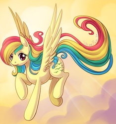 Size: 656x700 | Tagged: safe, artist:shinepawpony, skydancer, pegasus, pony, g1, g4, cloud, female, g1 to g4, generation leap, mare, sun, wings