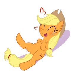 Size: 800x800 | Tagged: safe, artist:thegalen, applejack, earth pony, pony, g4, eyes closed, female, on back, solo