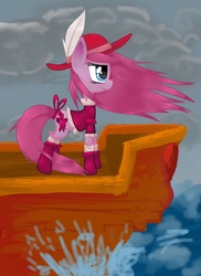 Size: 1000x1371 | Tagged: safe, artist:twistydoo, pinkie pie, g4, clothes, dress, feather, hat, pinkamena diane pie, ship