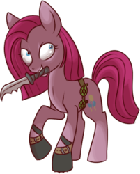 Size: 313x389 | Tagged: safe, artist:lulubell, pinkie pie, earth pony, pony, g4, crossover, fallout, female, pinkamena diane pie, raider, simple background, solo, transparent background