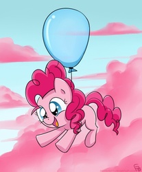 Size: 480x581 | Tagged: safe, artist:frankier77, pinkie pie, earth pony, pony, g4, balloon, cute, diapinkes, female, filly, filly pinkie pie, floating, happy, solo, then watch her balloons lift her up to the sky, younger