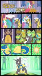 Size: 1754x3130 | Tagged: safe, artist:trotsworth, princess celestia, oc, oc:scope, g4, armor, kissing, promotion, royal guard, royal guard armor