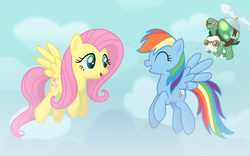 Size: 1920x1200 | Tagged: safe, artist:metax-z, angel bunny, fluttershy, rainbow dash, tank, g4