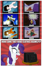 Size: 1050x1620 | Tagged: safe, artist:irie-mangastudios, rarity, namekian, pony, g4, clothes beam, crossover, dragon ball, exploitable meme, fashion beam, he-man, hilarious in hindsight, meme, parody, piccolo (dragon ball), skeletor, son gohan, tv meme