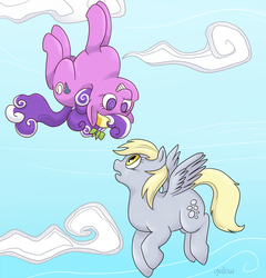 Size: 800x834 | Tagged: safe, artist:yellowbooze, derpy hooves, screwball, pegasus, pony, g4, female, mare, upside down