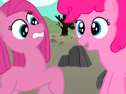 Size: 680x512 | Tagged: safe, pinkie pie, g4, duality, pinkamena diane pie, shocked, smiling