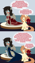 Size: 1461x2606 | Tagged: source needed, safe, artist:the-orator, doctor whooves, time turner, oc, oc:whirly willow, pegasus, pony, ask discorded whooves, g4, discord whooves, discorded, duo, professor whooves, rule 63, the doctoress