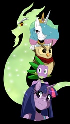 Size: 2513x4471 | Tagged: safe, artist:ss2sonic, discord, owlowiscious, princess celestia, spike, twilight sparkle, anthro, g4