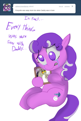 Size: 650x975 | Tagged: safe, discord, screwball, g4, crying, daddy discord, ponyville replies, tumblr