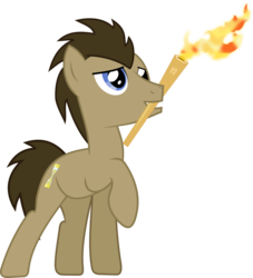 Size: 1280x1411 | Tagged: safe, doctor whooves, time turner, earth pony, pony, g4, male, olympic torch, olympics, simple background, solo, stallion, transparent background