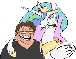 Size: 800x616 | Tagged: safe, artist:zev, princess celestia, g4, gabe newell, meme, trollestia, trollface, valve software