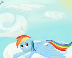 Size: 5000x4000 | Tagged: safe, artist:tlatophat, rainbow dash, pony, g4, absurd resolution, cloud, cloudy, female, solo
