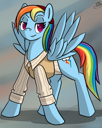 Size: 4000x5000 | Tagged: safe, artist:tlatophat, rainbow dash, pony, g4, absurd resolution, clothes, female, rainbow dash always dresses in style, shirt, solo, vest