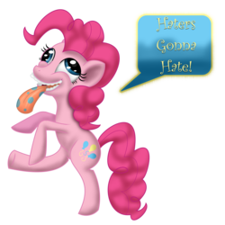 Size: 2500x2500 | Tagged: safe, artist:super-zombie, pinkie pie, earth pony, pony, bridle gossip, g4, my little pony: friendship is magic, female, haters gonna hate, high res, mare, meme, poison joke, simple background, solo, spitty pie, transparent background