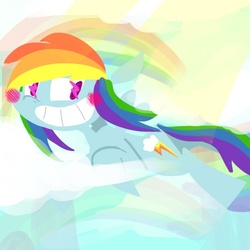 Size: 500x500 | Tagged: safe, artist:krystal's art blog, rainbow dash, pegasus, pony, g4, blushing, female, mare, solo