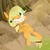 Size: 500x500 | Tagged: safe, artist:krystal's art blog, artist:krystal-the-fox, applejack, earth pony, pony, g4, braces, female, grin, on back, solo, wink