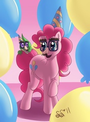 Size: 738x1006 | Tagged: safe, artist:alipes, gummy, pinkie pie, g4, groucho mask