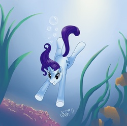 Size: 976x963 | Tagged: safe, artist:alipes, rarity, pony, g4, female, solo, underwater