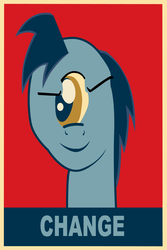 Size: 1216x1821 | Tagged: safe, artist:rodolfomushi, blues, donny swineclop, noteworthy, pony, g4, change poster, solo