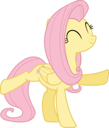 Size: 2164x2537 | Tagged: safe, artist:regolithx, fluttershy, pegasus, pony, g4, ^^, dancing, extended trot pose, eyes closed, female, high res, simple background, solo, transparent background, vector