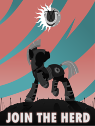 Size: 3213x4284 | Tagged: safe, artist:regolithx, earth pony, pony, g4, armor, join the herd, poster, propaganda, royal guard