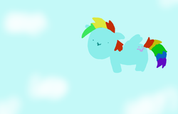 Size: 840x541 | Tagged: safe, artist:geckosalad, rainbow dash, pony, g4, cloud, day, female, flying, sky, solo