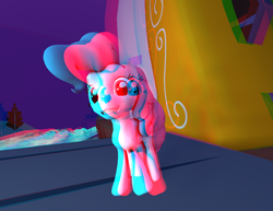 Size: 1400x1080 | Tagged: safe, artist:chaotrix, pinkie pie, g4, 3d, anaglyph 3d, gif party, milestone, source filmmaker