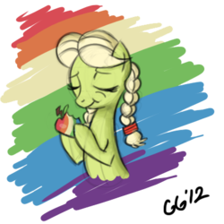 Size: 431x431 | Tagged: safe, artist:gloomygoomba, granny smith, earth pony, pony, g4, abstract background, braid, simple background, transparent background, young granny smith, zap apple