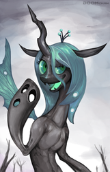 Size: 580x900 | Tagged: dead source, safe, artist:doomchan, queen chrysalis, changeling, changeling queen, g4, female, solo