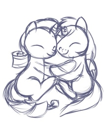 Size: 500x583 | Tagged: safe, artist:jqlgirl, artist:solar-slash, rainbow dash, rarity, g4, cuddling, female, filly, lesbian, ship:raridash, shipping, sketch