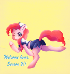 Size: 1200x1276 | Tagged: safe, artist:riikoxcatx3, pinkie pie, earth pony, pony, g4, season 2, clothes, colorful, female, hat, mare, pinup, sailor, sailor uniform, shirt, skirt, solo, uniform