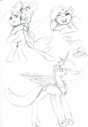 Size: 979x1403 | Tagged: safe, artist:sb, princess celestia, snails, snips, g4, rule 63, sketch, spice, sugar