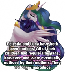 Size: 500x556 | Tagged: safe, princess celestia, princess luna, g4, headcanon, immortality blues, meta, mlp-headcanons, sad