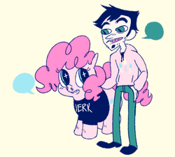 Size: 632x568 | Tagged: safe, artist:bobiehugs, pinkie pie, human, g4, crossover, dan, dan pie, dan vs, female, male, shipping, straight