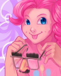 Size: 600x750 | Tagged: safe, artist:t1mco, pinkie pie, human, g4, female, groucho mask, humanized, solo, tongue out