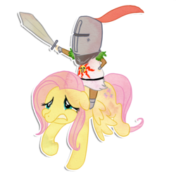 Size: 800x800 | Tagged: safe, artist:otaku-bee, fluttershy, pegasus, pony, g4, crossover, dark souls, female, jolly cooperation, mare, simple background, solaire of astora, transparent background