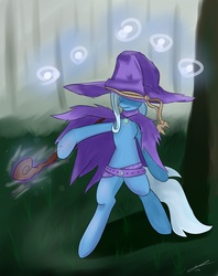 Size: 2471x3116 | Tagged: safe, artist:ponyjhooves, trixie, pony, g4, big hat logan, bipedal, crossover, dark souls, female, hat, high res, parody, solo, wizard hat