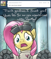 Size: 640x742 | Tagged: safe, artist:giantmosquito, fluttershy, ask-dr-adorable, g4, ask, clone, dr adorable, tumblr, vats
