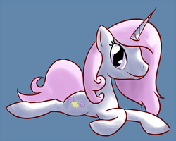 Size: 700x559 | Tagged: dead source, safe, artist:whatsapokemon, fleur-de-lis, pony, g4, female, prone, solo