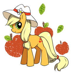 Size: 425x426 | Tagged: safe, artist:jiayi, applejack, earth pony, pony, g4, cute, female, hat, jackabetes, looking at you, mare, smiling, smiling at you, solo