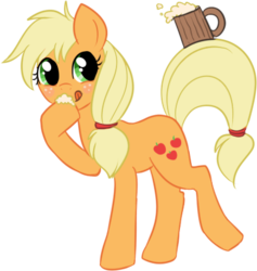 Size: 397x419 | Tagged: safe, artist:lulubell, applejack, earth pony, pony, g4, cider, female, hatless, missing accessory, simple background, solo, tongue out, transparent background
