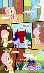 Size: 800x1315 | Tagged: safe, artist:loceri, fluttershy, rainbow dash, rarity, twilight sparkle, g4, baseball bat, comic, dialogue, mask, misunderstanding, pain, slice of life, this ended in pain