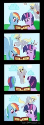 Size: 1100x3100 | Tagged: safe, artist:flowersimh, derpy hooves, rainbow dash, twilight sparkle, pegasus, pony, g4, book, comic, derp, female, its a sailboat, mare